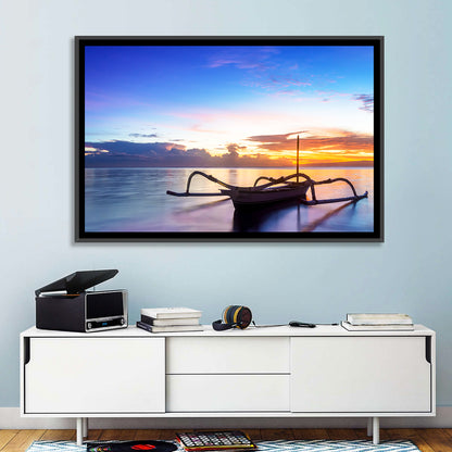 Jukung Fishing Boat at Sunset Wall Art