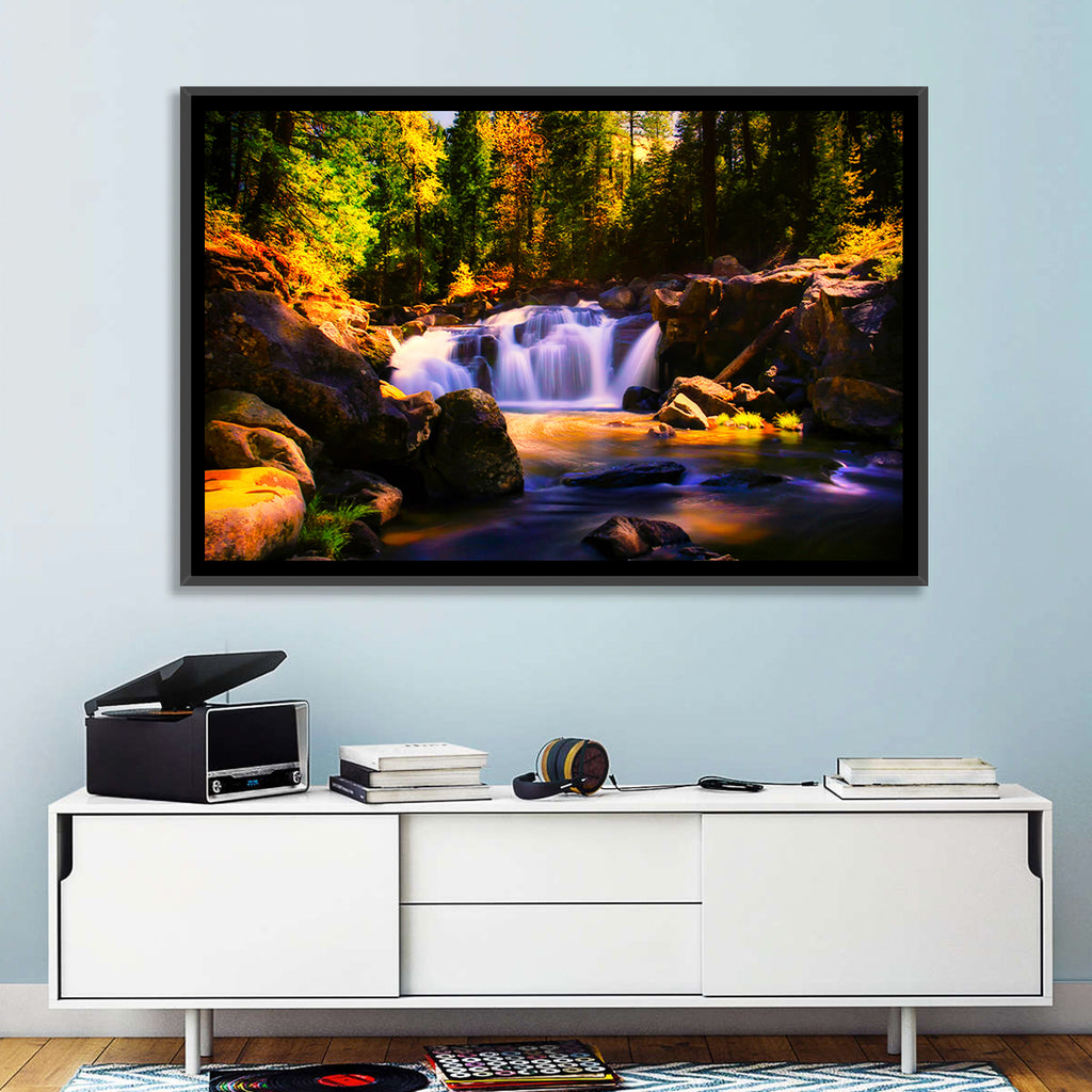 Autumn Mountain Waterfall Wall Art