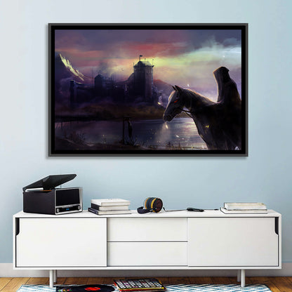 Horseman at Dusk by Misty Castle Wall Art