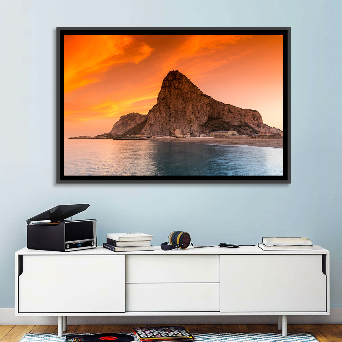 Rock of Gibraltar at Sunset Wall Art in a room, landscape