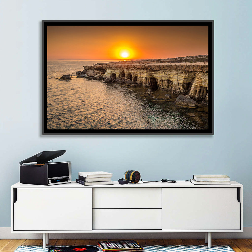 Sunset Over Sea Caves Wall Art