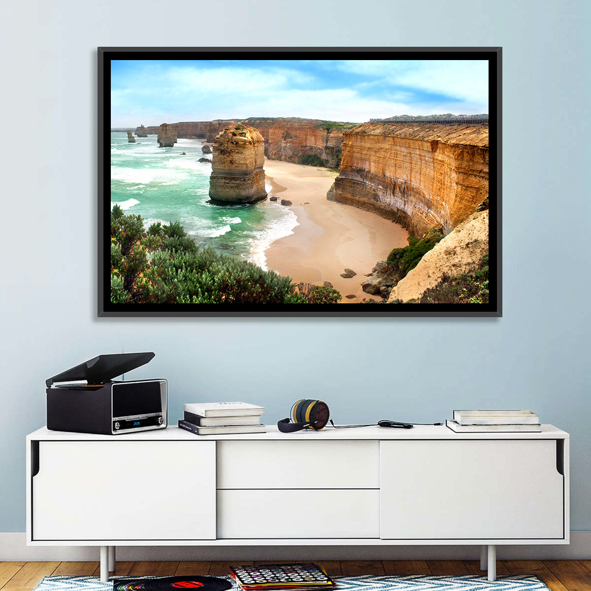 Twelve Apostles Coastline Wall Art in a room, landscape