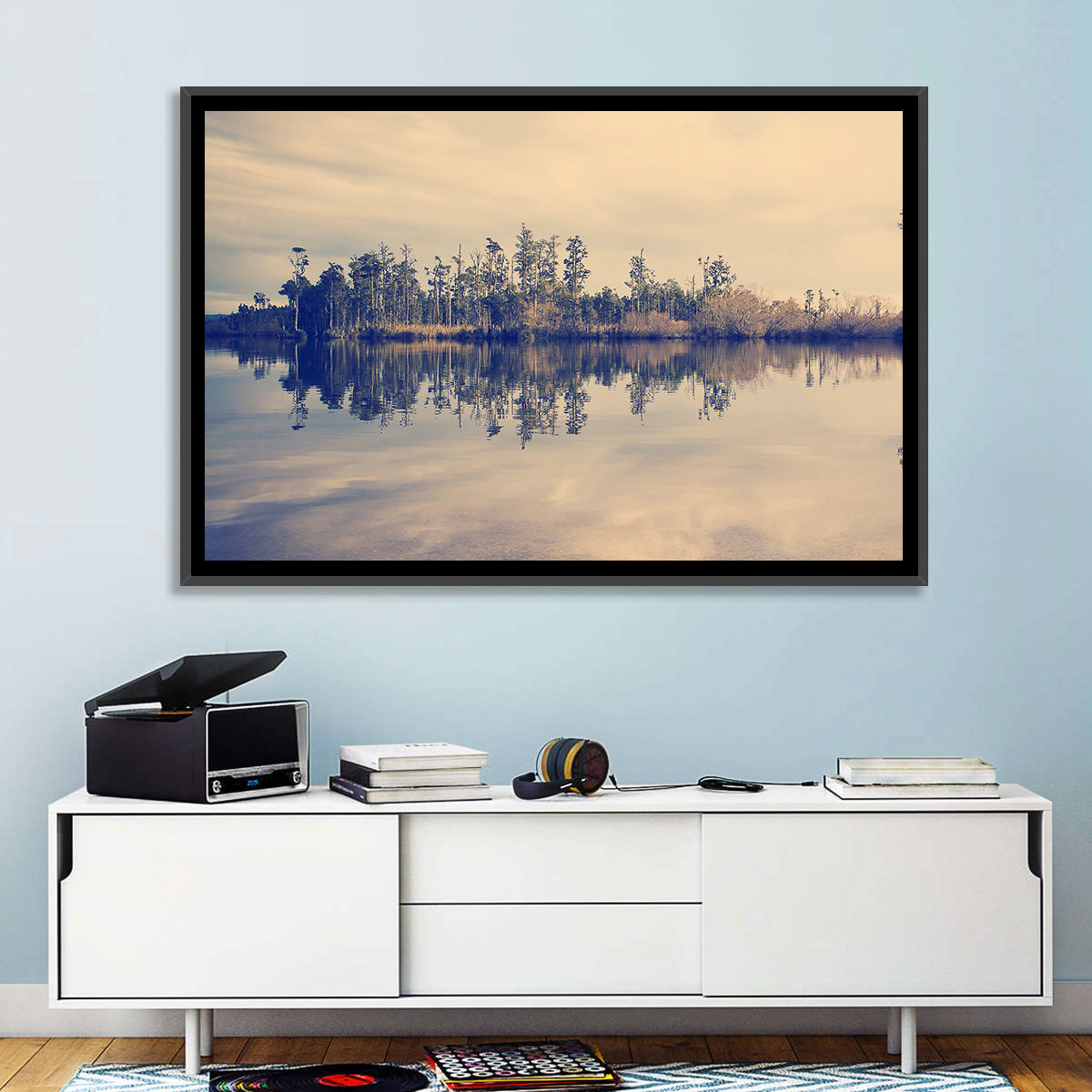 Sunset Over Forest Lake Wall Art