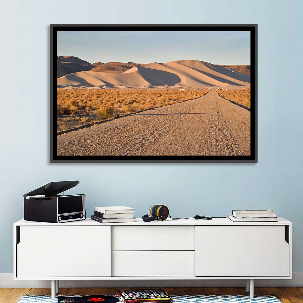 Sand Mountain Dune Road Wall Art in a room, landscape
