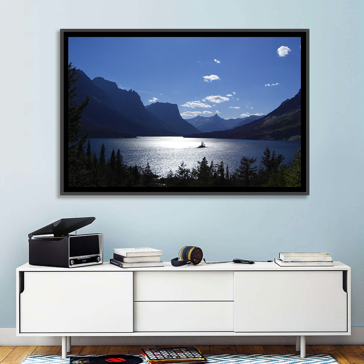 Wild Goose Island, St. Mary Lake Wall Art in a room, landscape