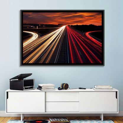 City Traffic Light Trails Wall Art