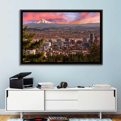 Portland Skyline at Sunset Wall Art