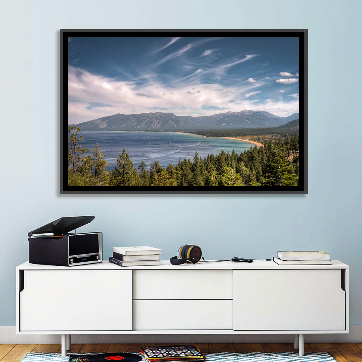 Pines Above a Blue Lake Wall Art