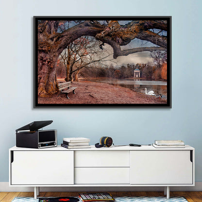 Autumn Pavilion with Swan Wall Art