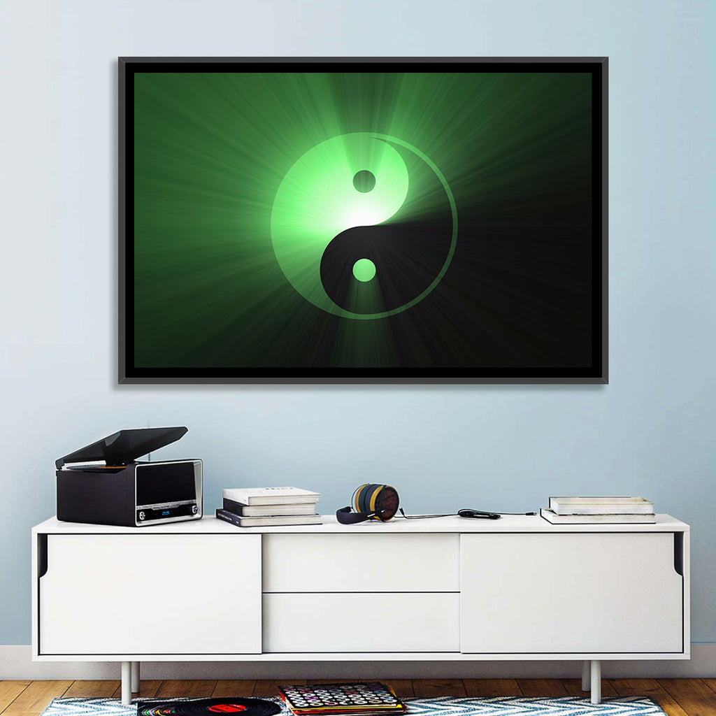 Green Glowing Yin Yang Wall Art
