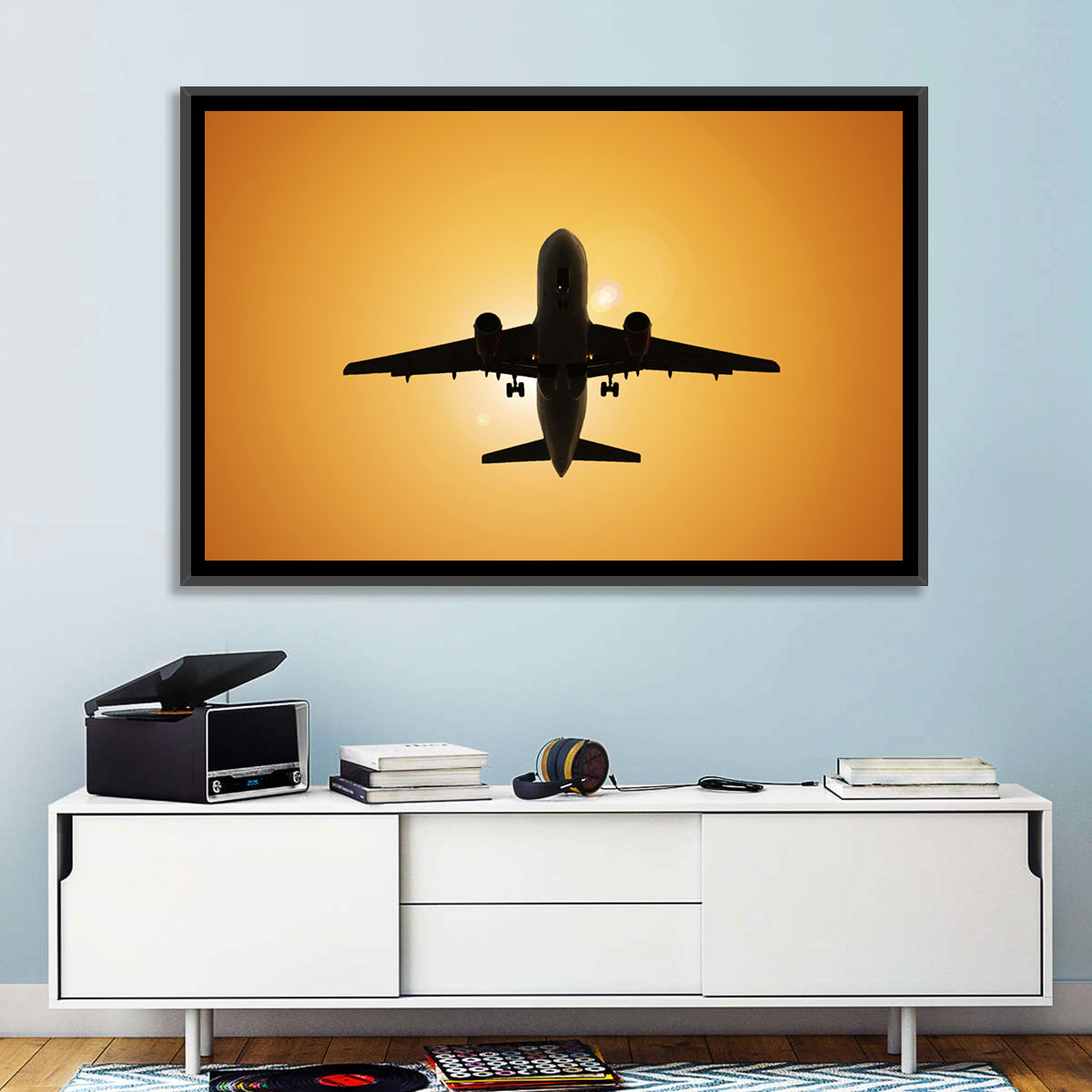 Sunset Jet Silhouette Wall Art