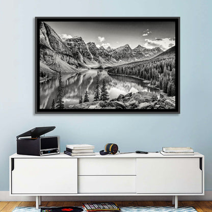 Moraine Lake Monochrome Mountain Landscape Wall Art