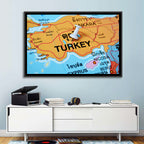 Turkey Map with Ankara Pin Wall Art