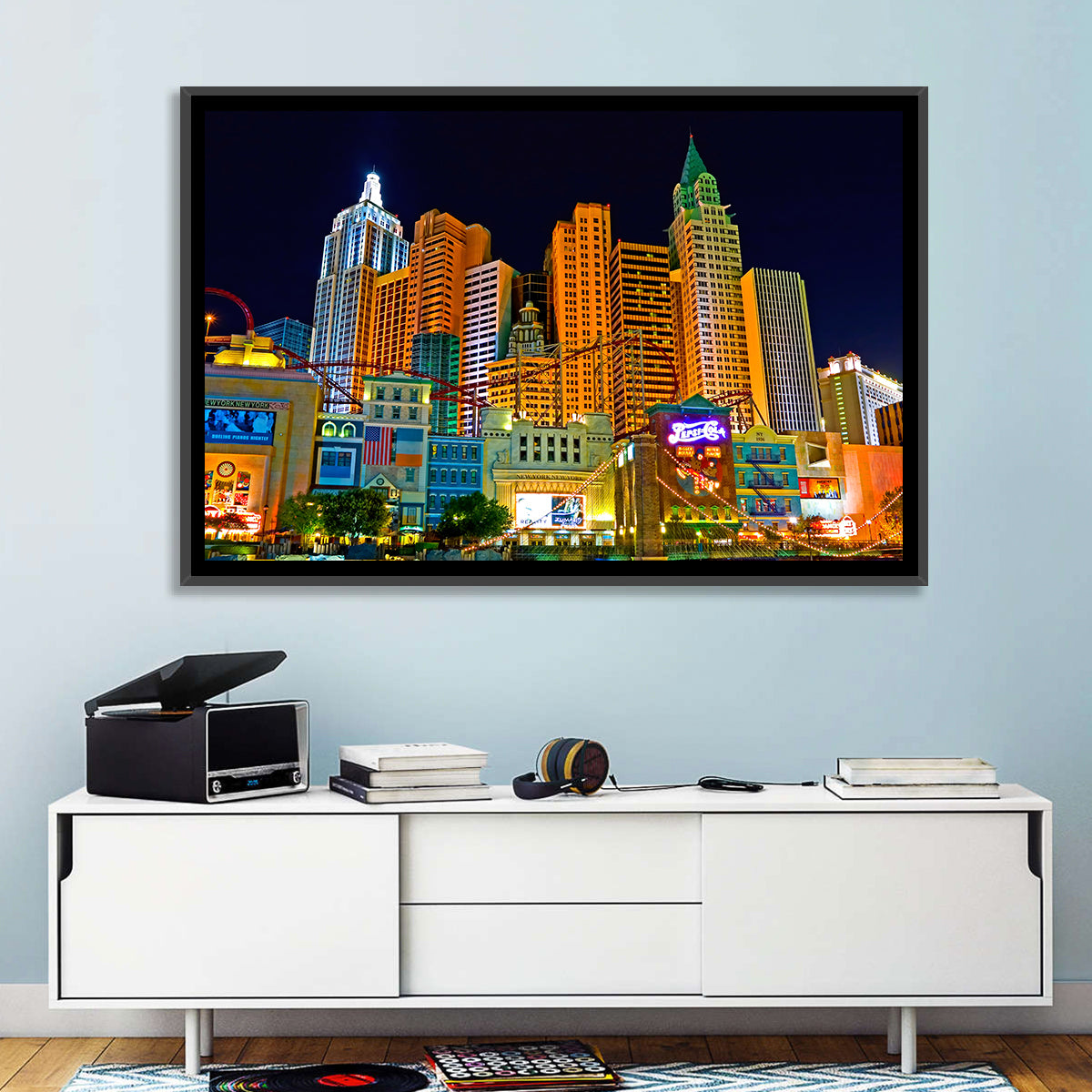 Las Vegas Big Apple Coaster at Night Wall Art