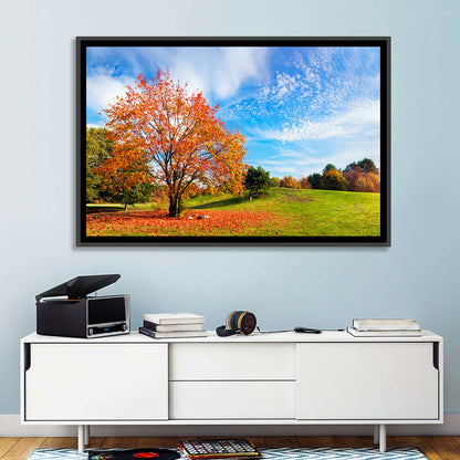 Orange Maple on Rolling Hill Wall Art