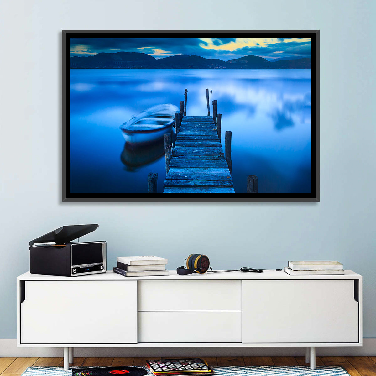 Boat and Wooden Pier Wall Art