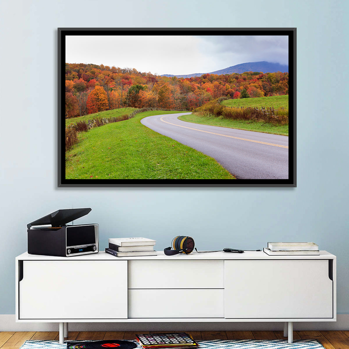 Curving Road Through Autumn Meadow Wall Art