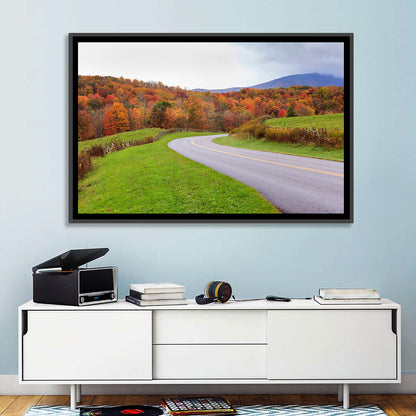 Curving Road Through Autumn Meadow Wall Art