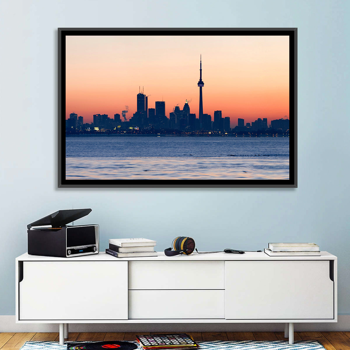 Toronto Dusk Skyline with Cn Tower Wall Art