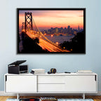 Bay Bridge Light Trails at Sunset Wall Art