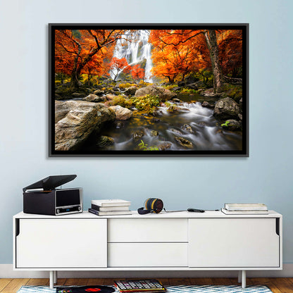 Autumn Forest Waterfall Wall Art