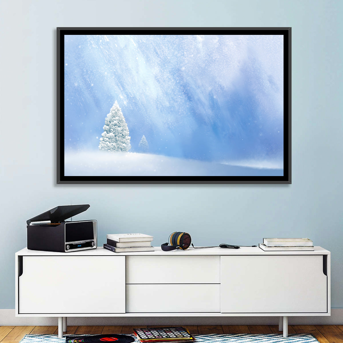 Two Snowy Evergreens Wall Art