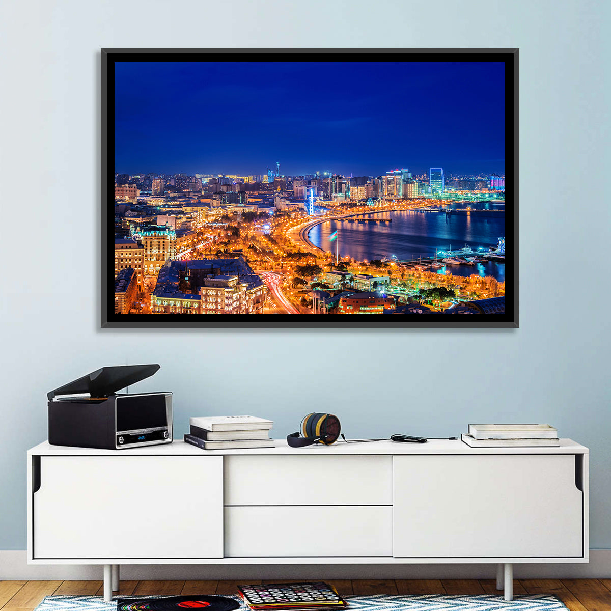 Baku Night Skyline Wall Art