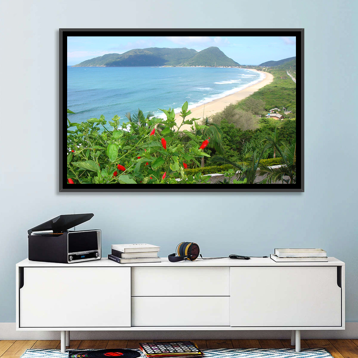 Armacao Beach Scene Wall Art in a room, landscape