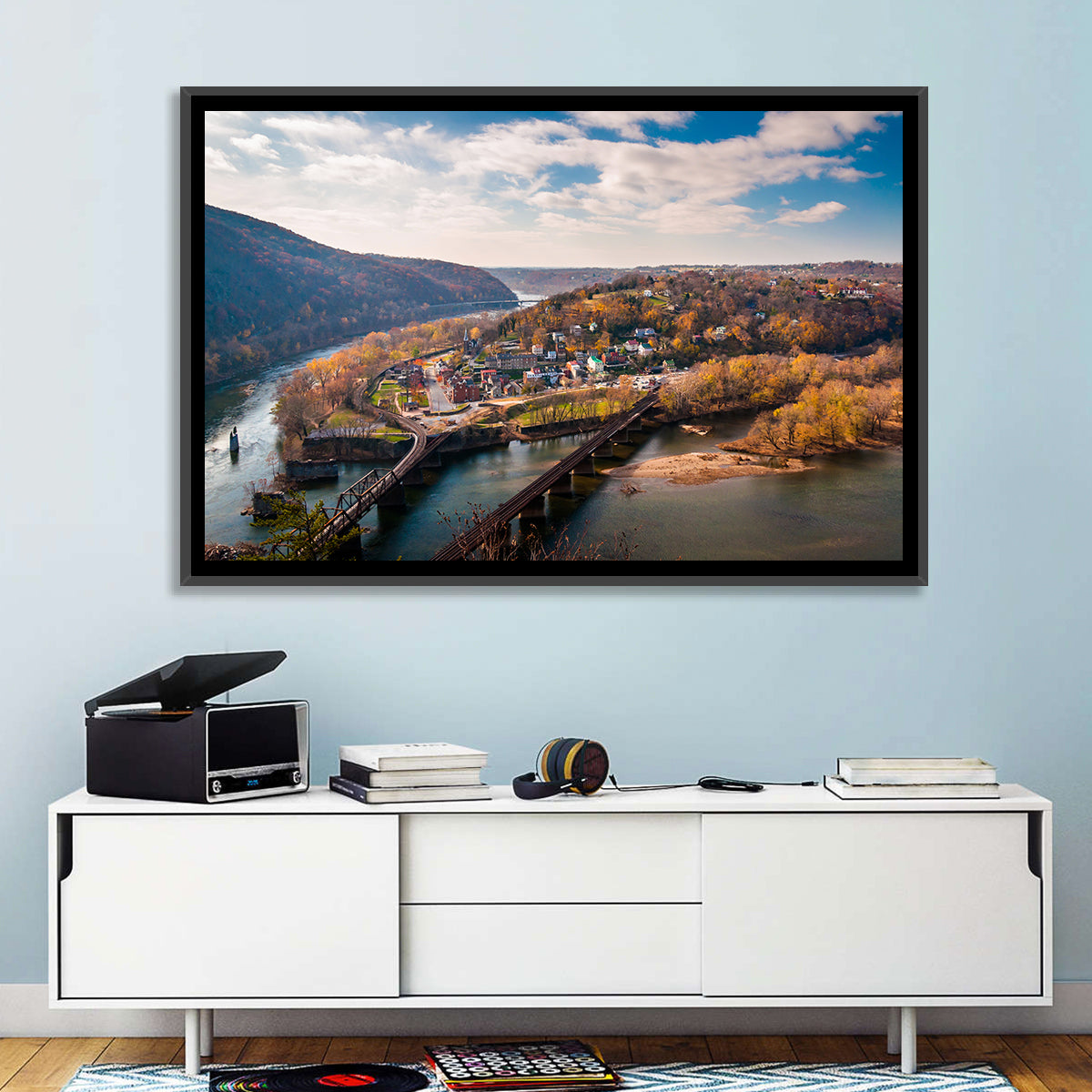 Maryland Heights Over Harpers Ferry Wall Art in a room, landscape