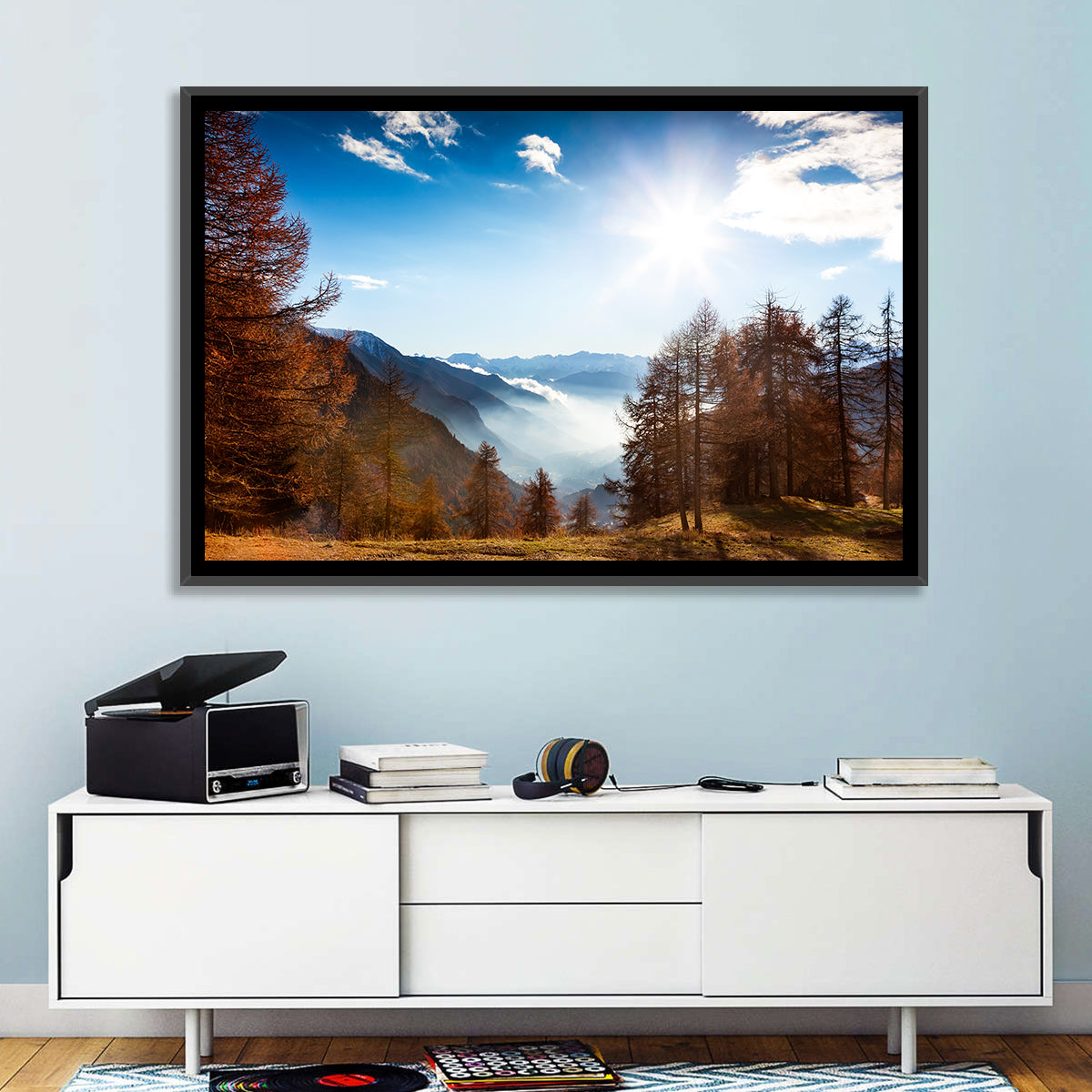 Val D Aosta Valley Morning Light Wall Art in a room, landscape