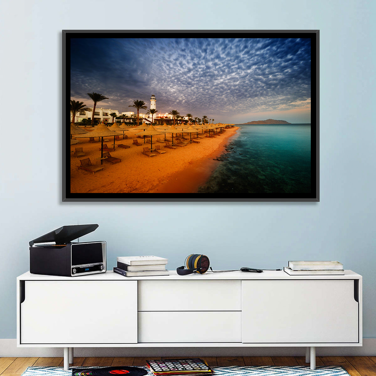 Sharm El Sheikh Beach at Dusk Wall Art in a room, landscape