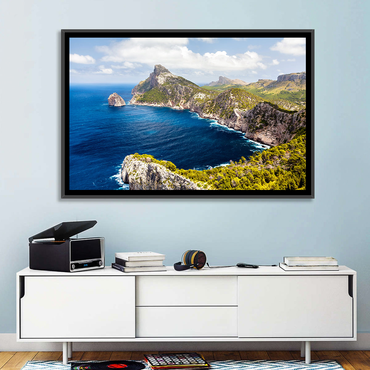 Cap De Formentor Cliffs Wall Art in a room, landscape