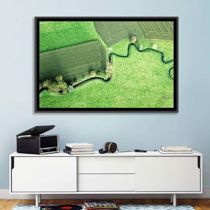 Meandering Stream Over Farmland Wall Art