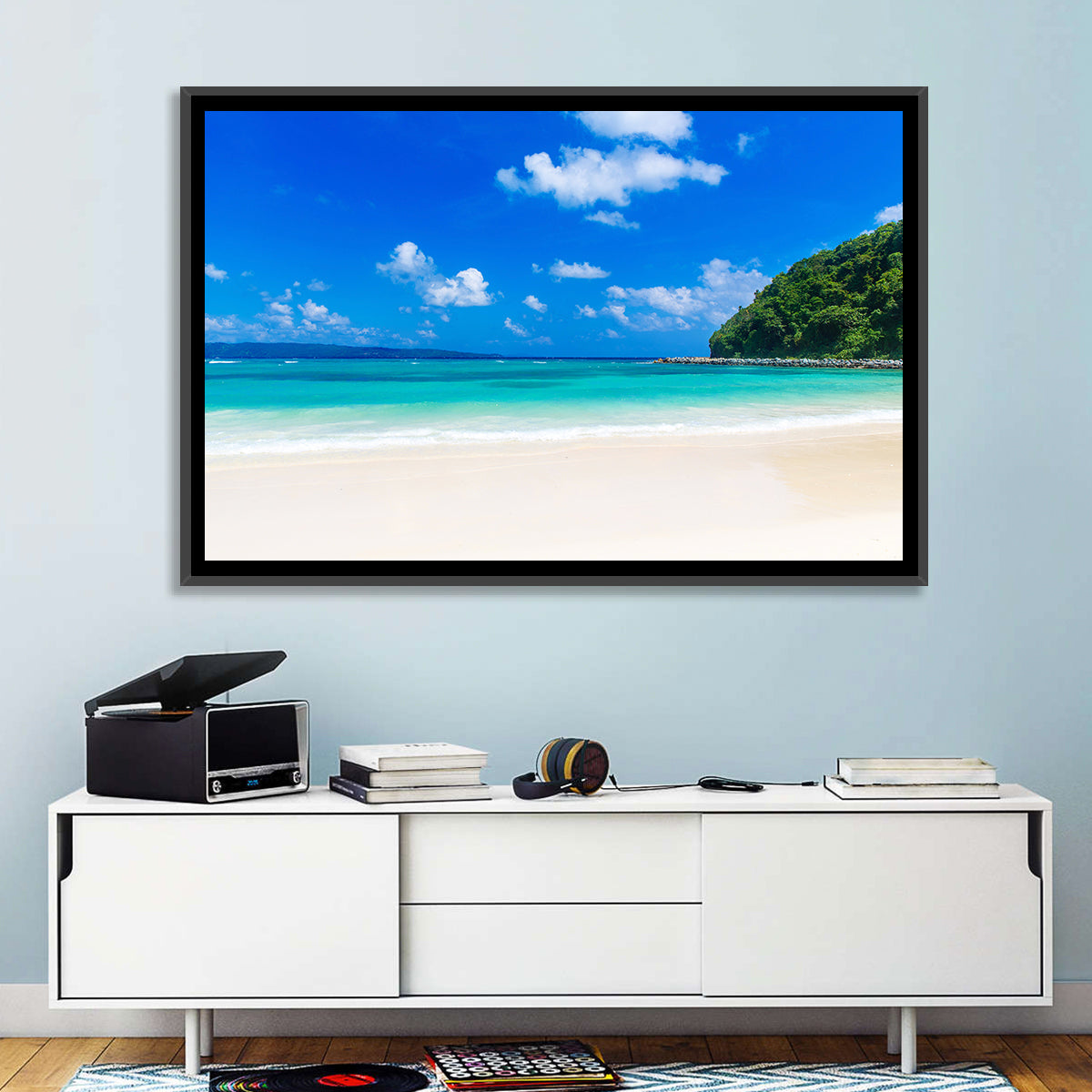 Turquoise Tropical Beach Scene Wall Art