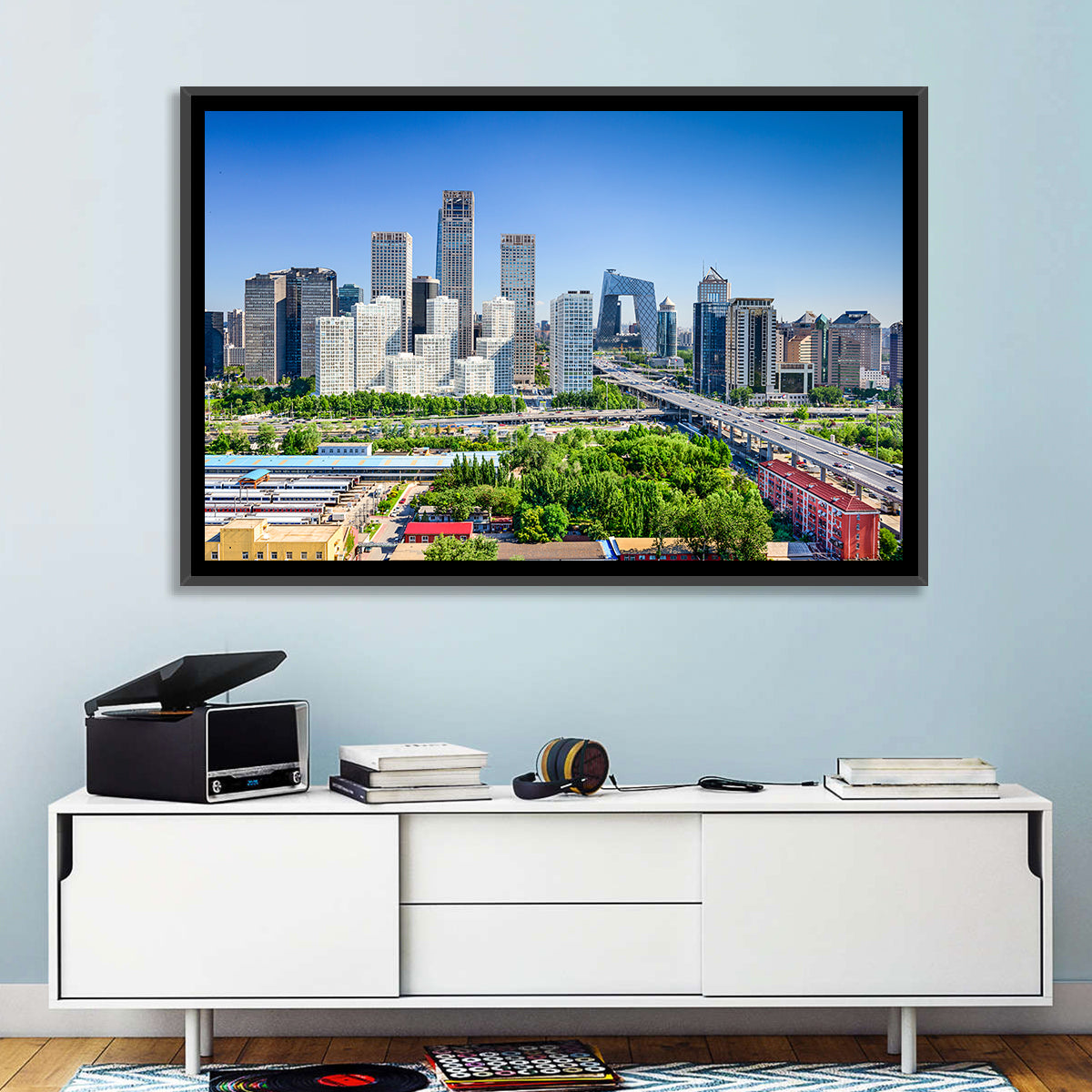 Beijing Cctv Headquarters Skyline Wall Art in a room, landscape