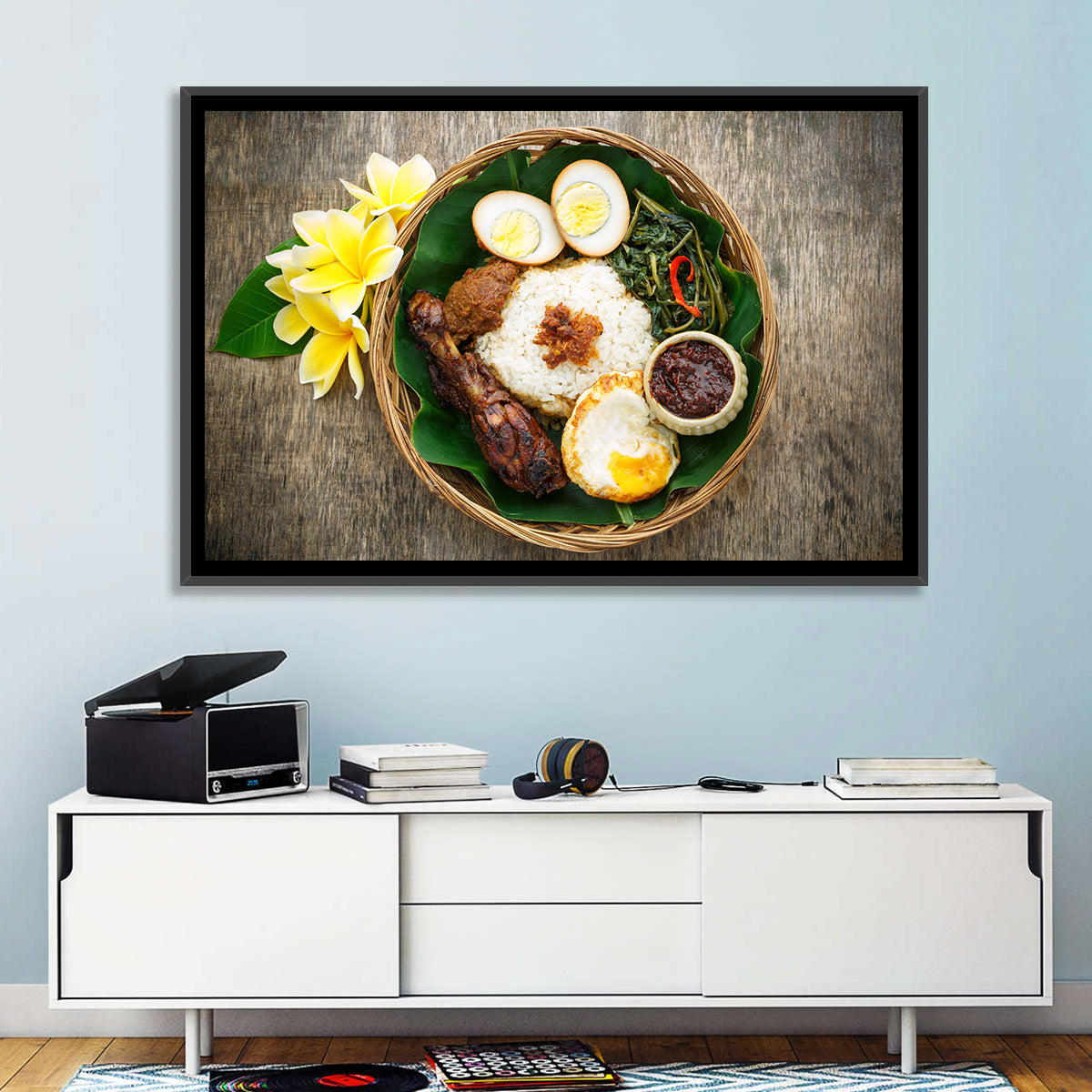 Nasi Campur in Woven Basket Wall Art