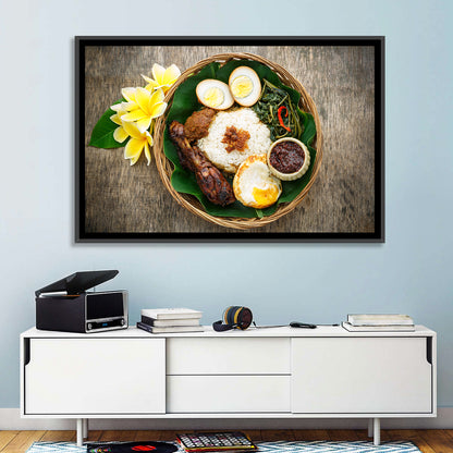 Nasi Campur in Woven Basket Wall Art