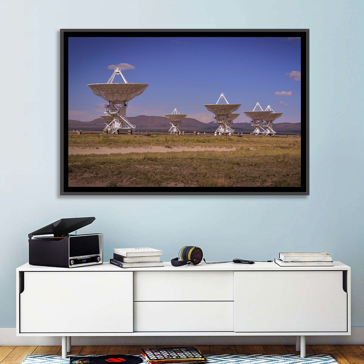 Very Large Array Radio Telescopes Wall Art in a room, landscape