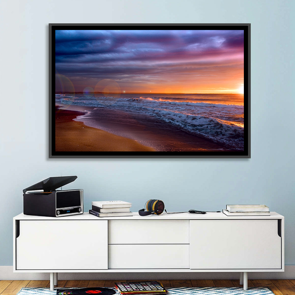 Bulgarian Black Sea Sunrise Wall Art in a room, landscape