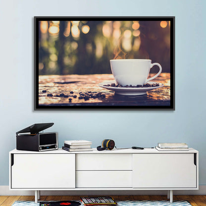 Steaming White Coffee Cup Wall Art