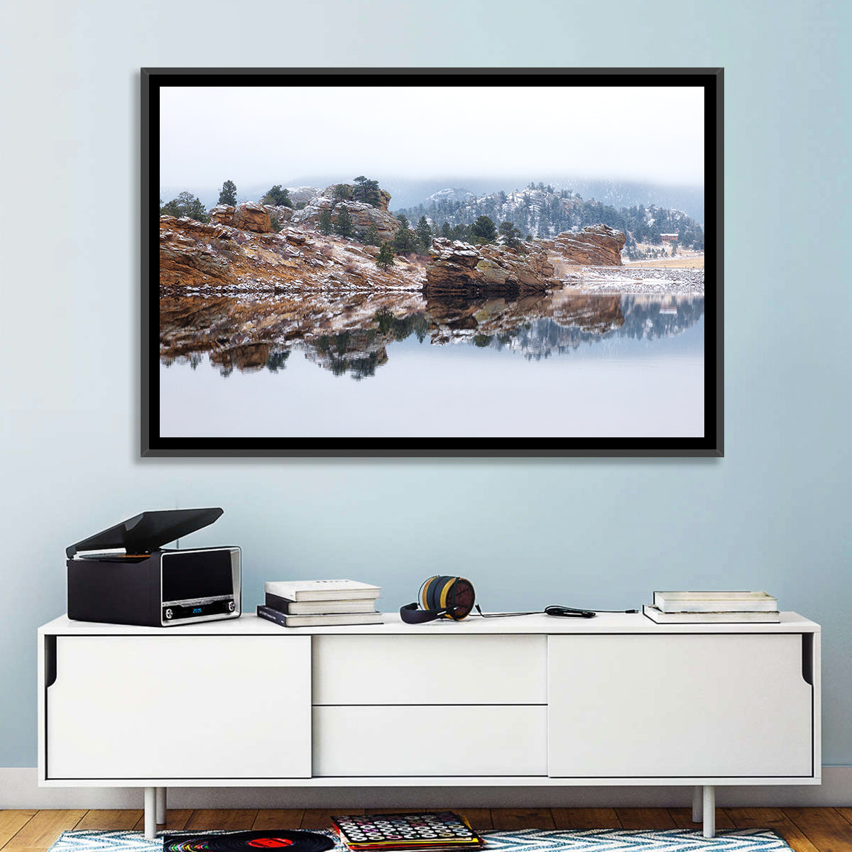 Marys Lake Foggy Reflection Wall Art