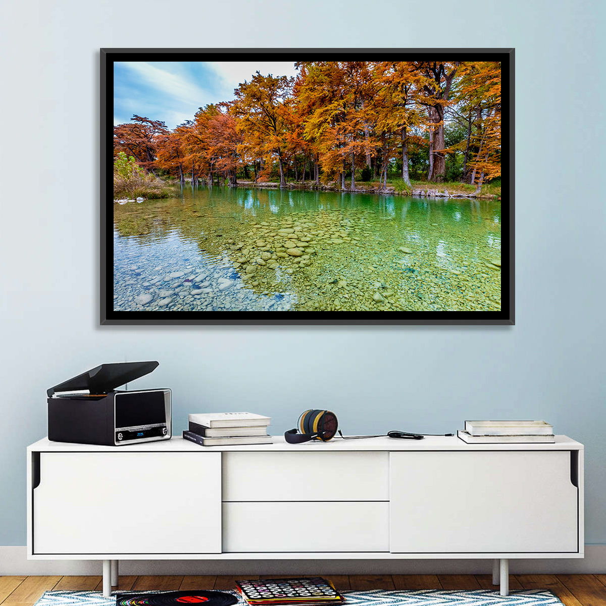 Frio River at Garner State Park Wall Art in a room, landscape