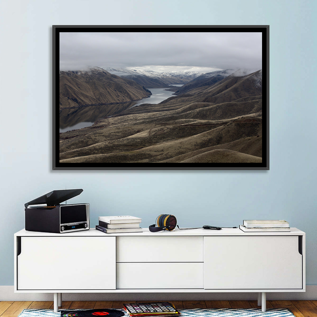 Snow-dusted Snake River Canyon Wall Art in a room, landscape