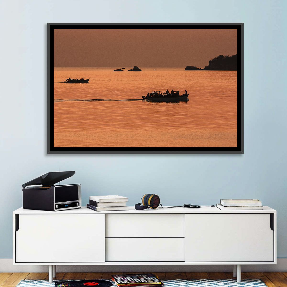 Lake Malawi Sailboats at Sunset Wall Art