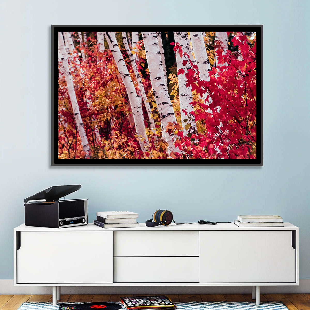 Autumn Birches with Crimson Maples Wall Art