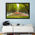 Tree-lined Tulip Garden Path Wall Art