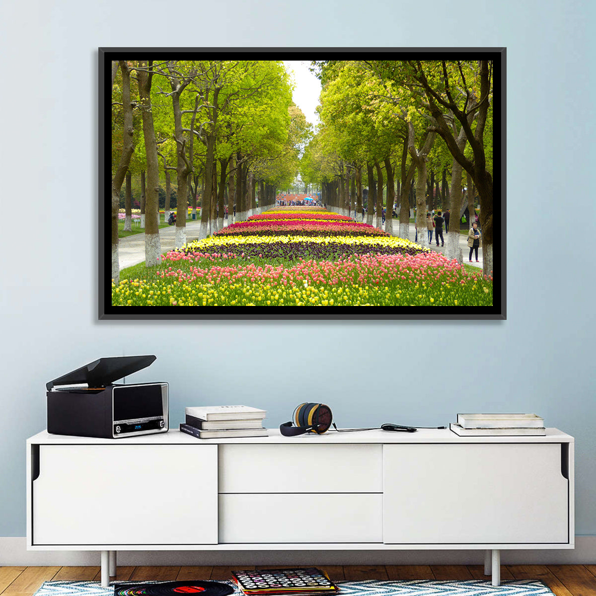 Tree-lined Tulip Garden Path Wall Art