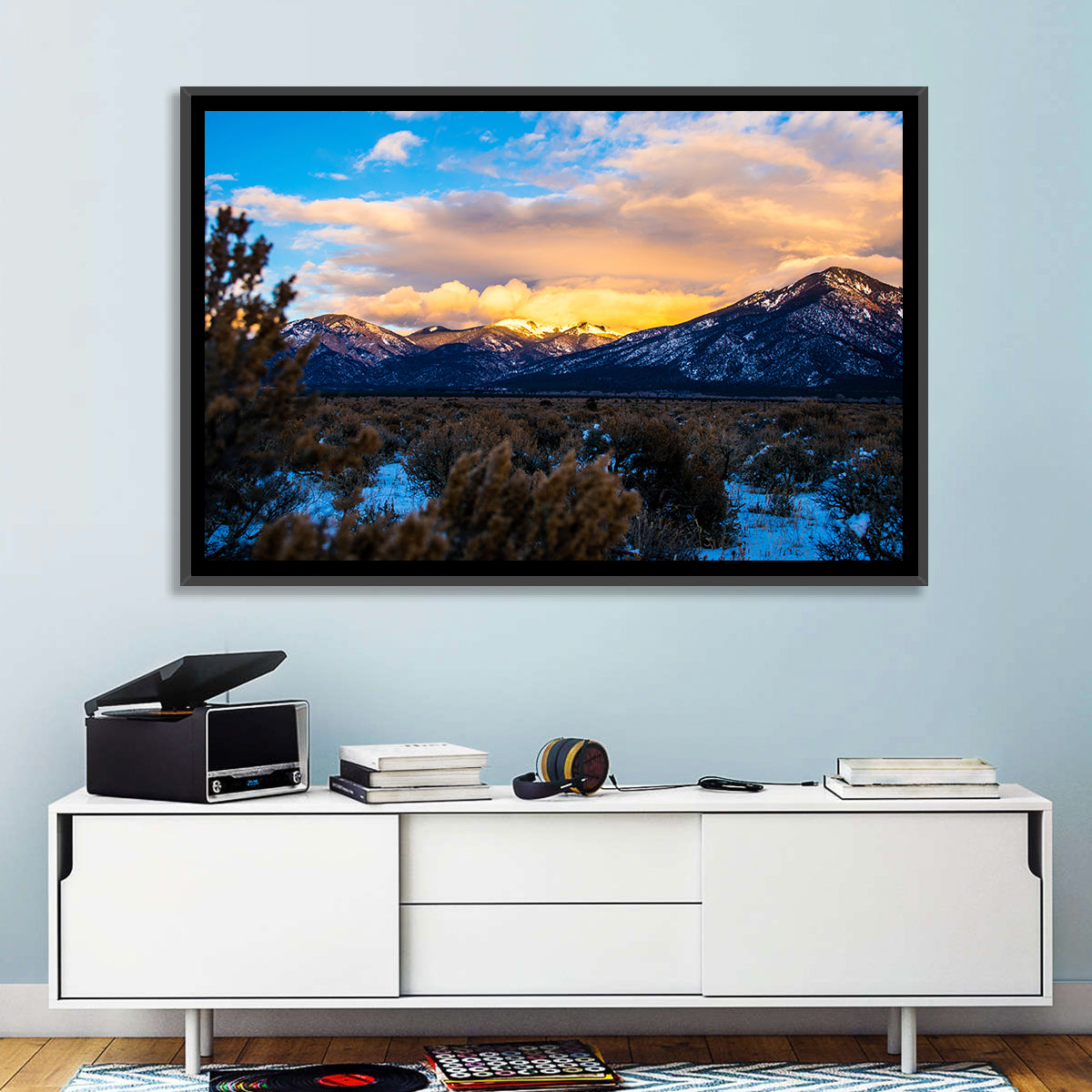 Sangre Winter Desert Wall Art in a room, landscape