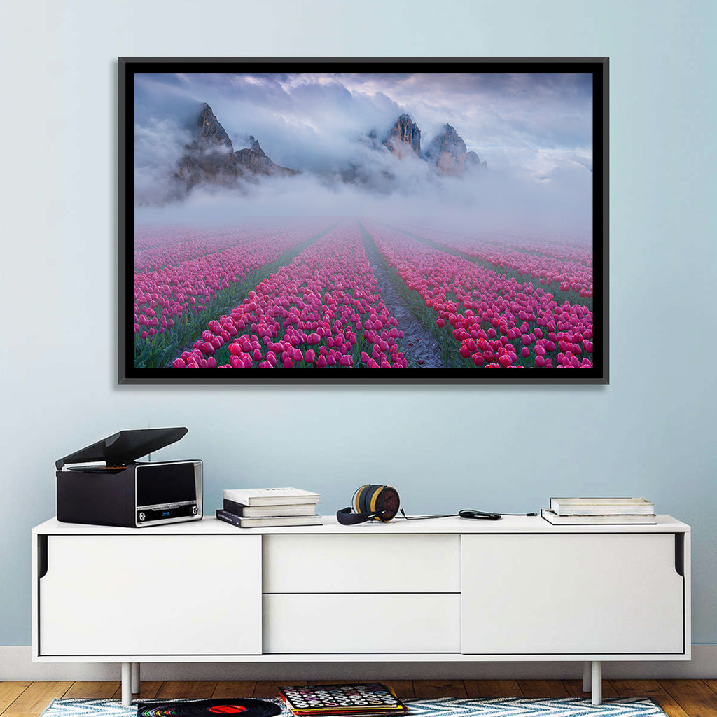 Misty Pink Tulip Field Wall Art