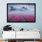 Misty Pink Tulip Field Wall Art